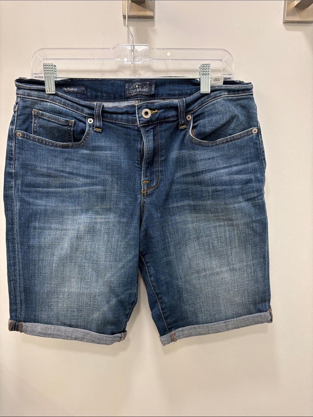 Lucky Brand Blue Washed Denim Roll-Cuff Shorts